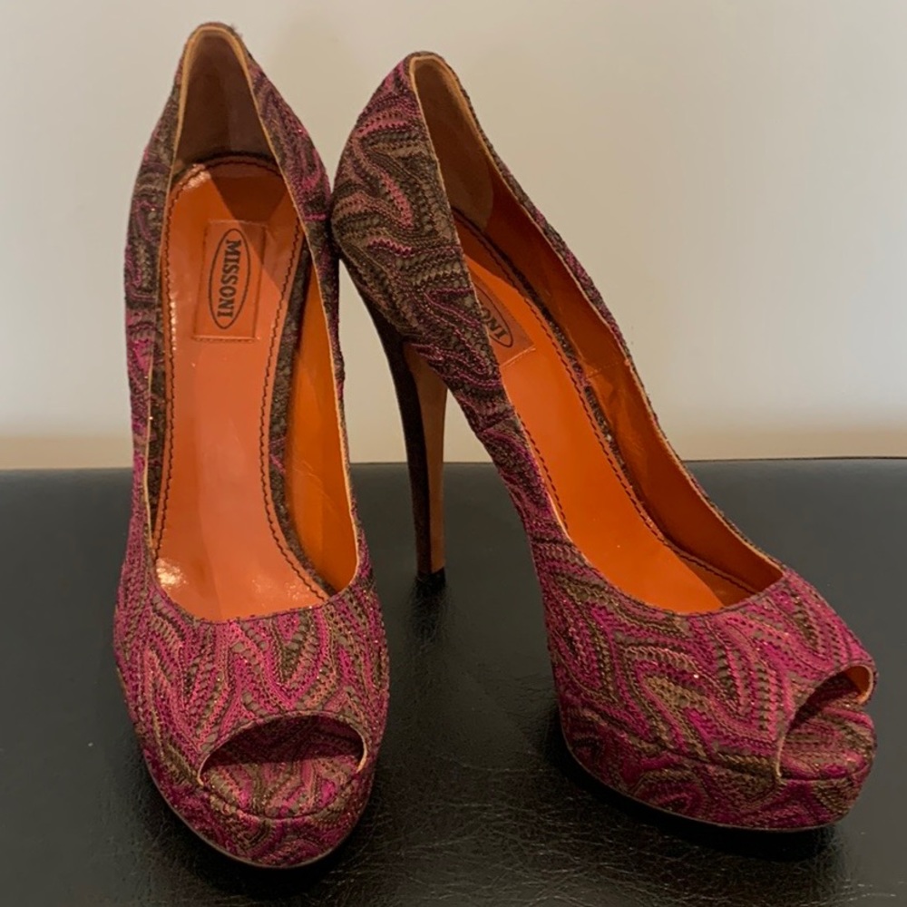 Missoni peep toe platform heels size 40